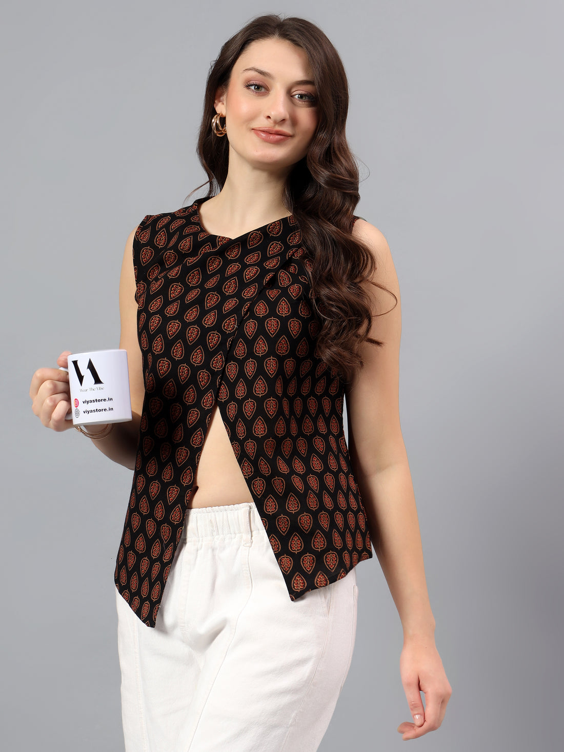 Printed Overlay Front Top – Black Rust Print