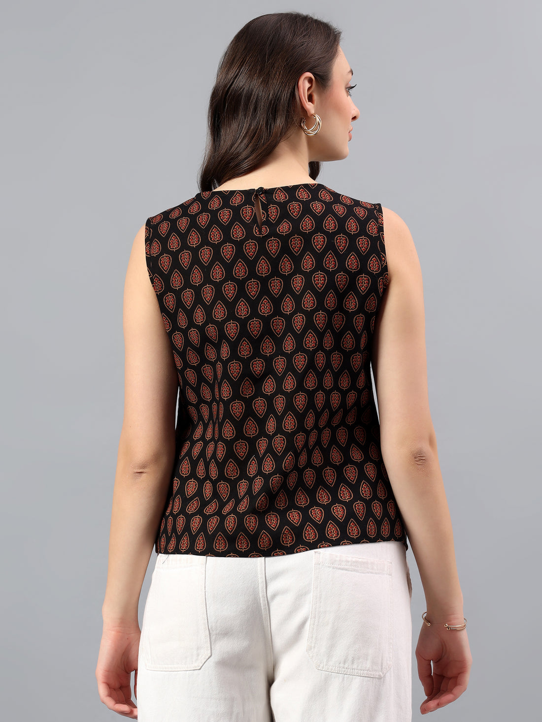 Printed Overlay Front Top – Black Rust Print