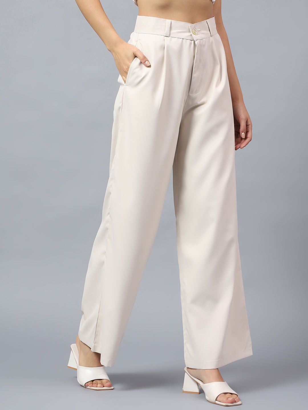Classic High-Waisted Wide-Leg Trousers