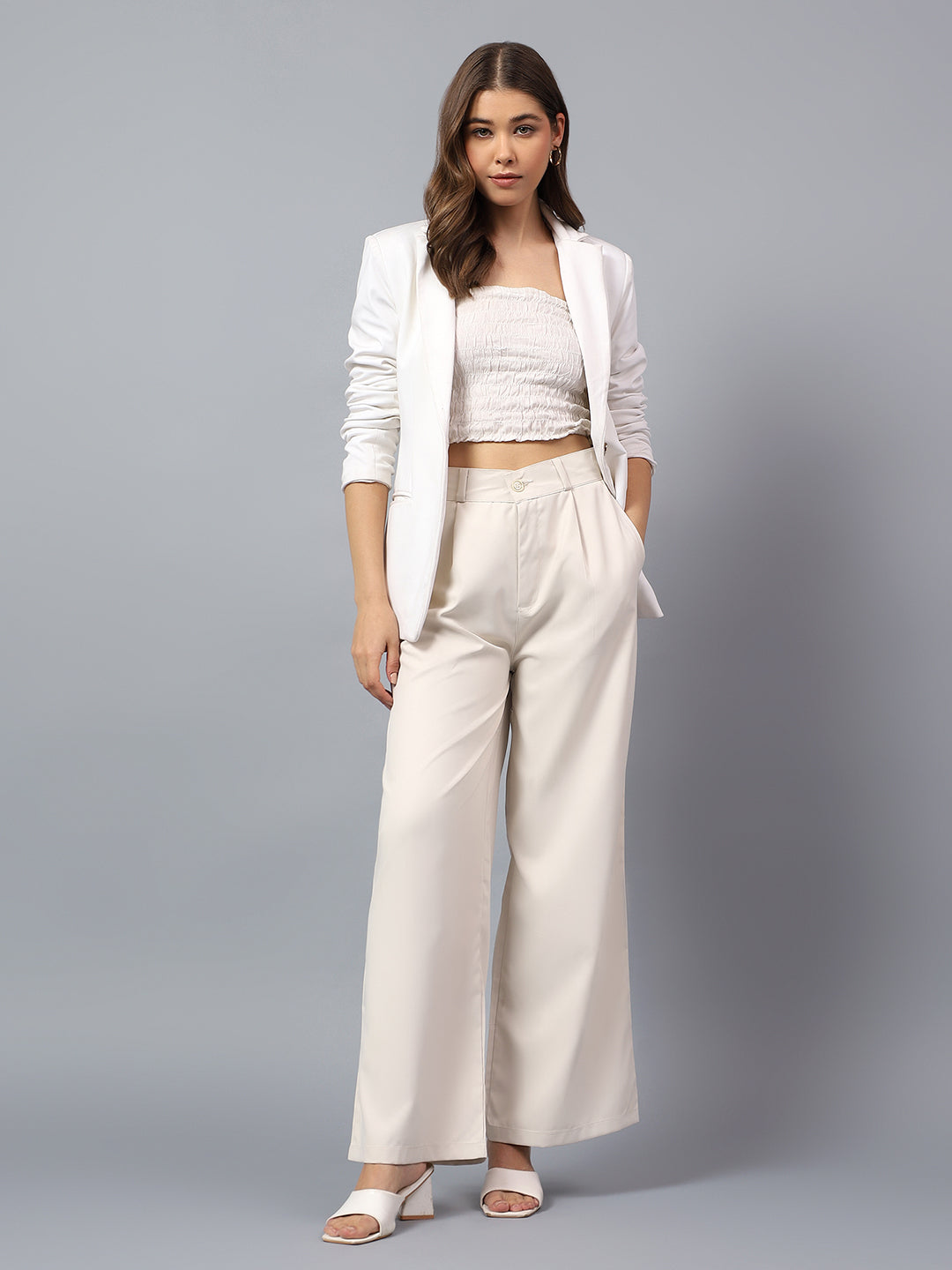 Classic High-Waisted Wide-Leg Trousers