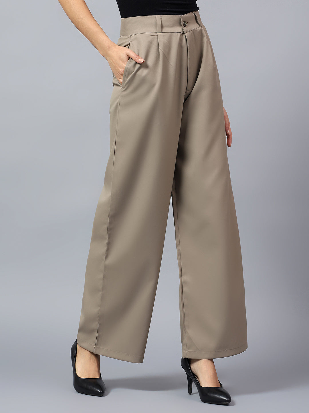 High-Waisted Tailored Wide-Leg Trousers