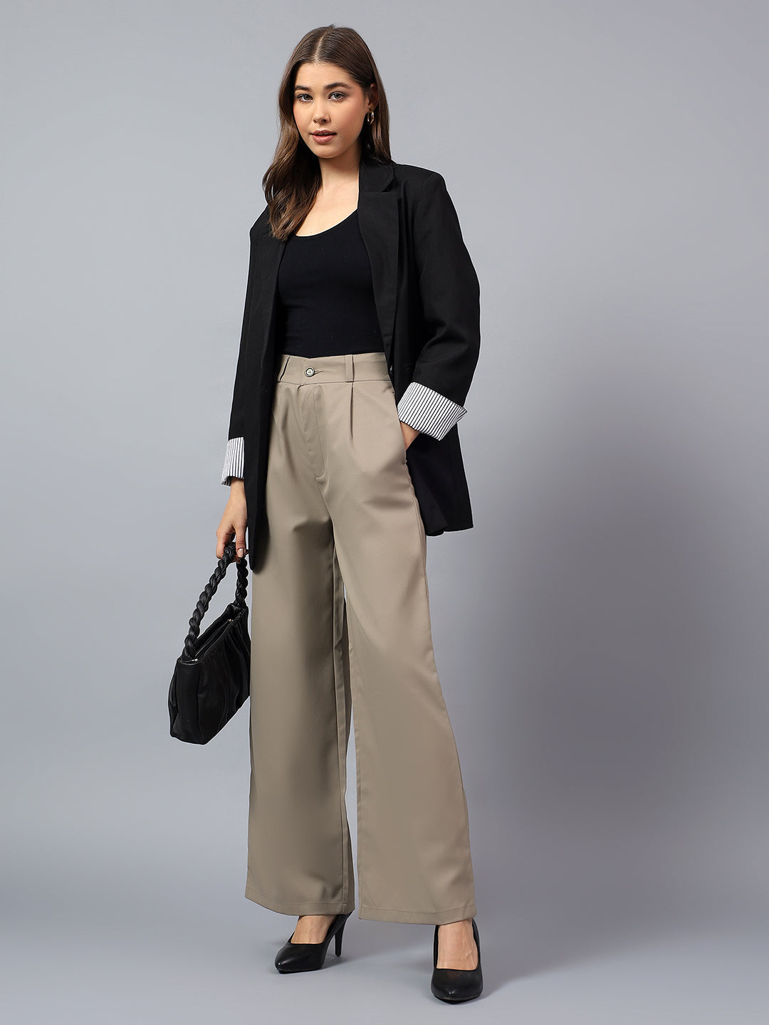 High-Waisted Tailored Wide-Leg Trousers