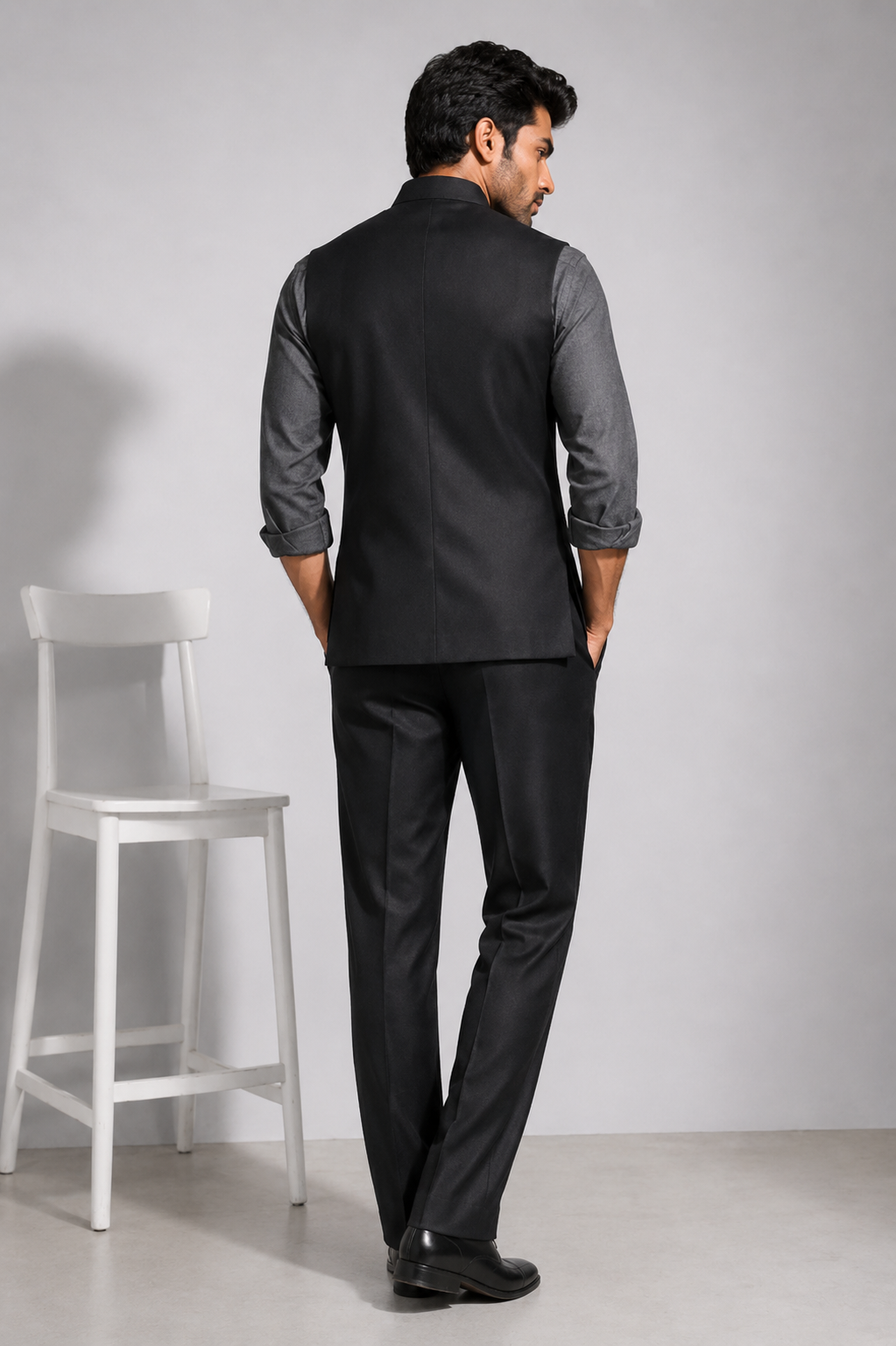 Men’s Premium Black Ethnic Waistcoat Set