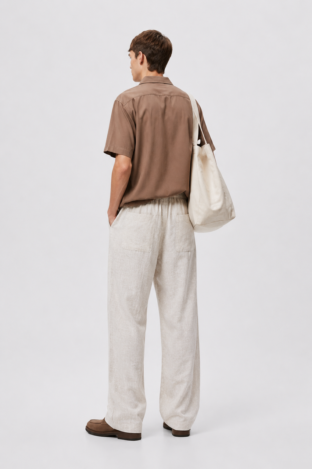 Men’s Relaxed Fit Textured Linen Blend Trouser