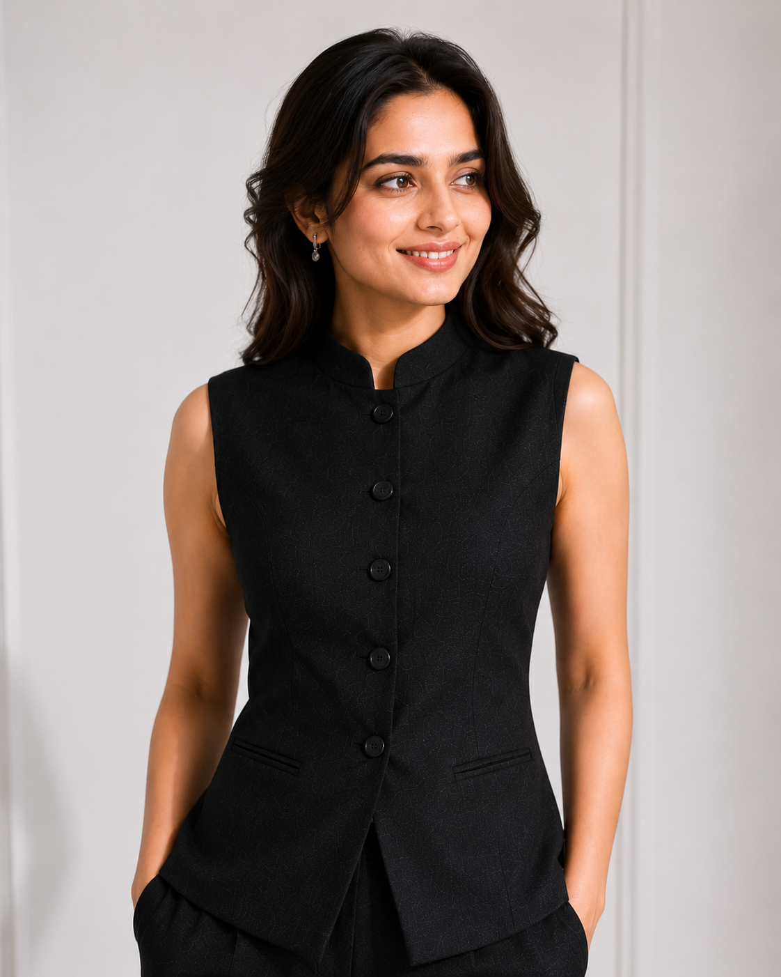 Women’s Premium Black Sleeveless Co-Ord Suit Set