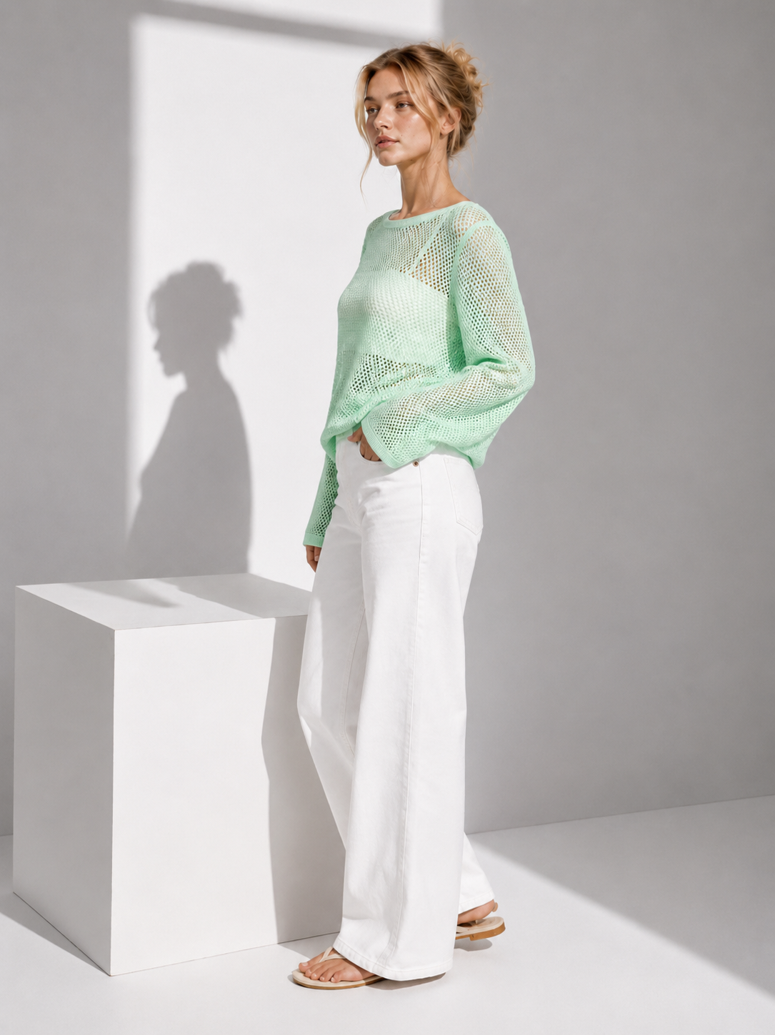 Women’s Open Knit Crochet Pullover Top
