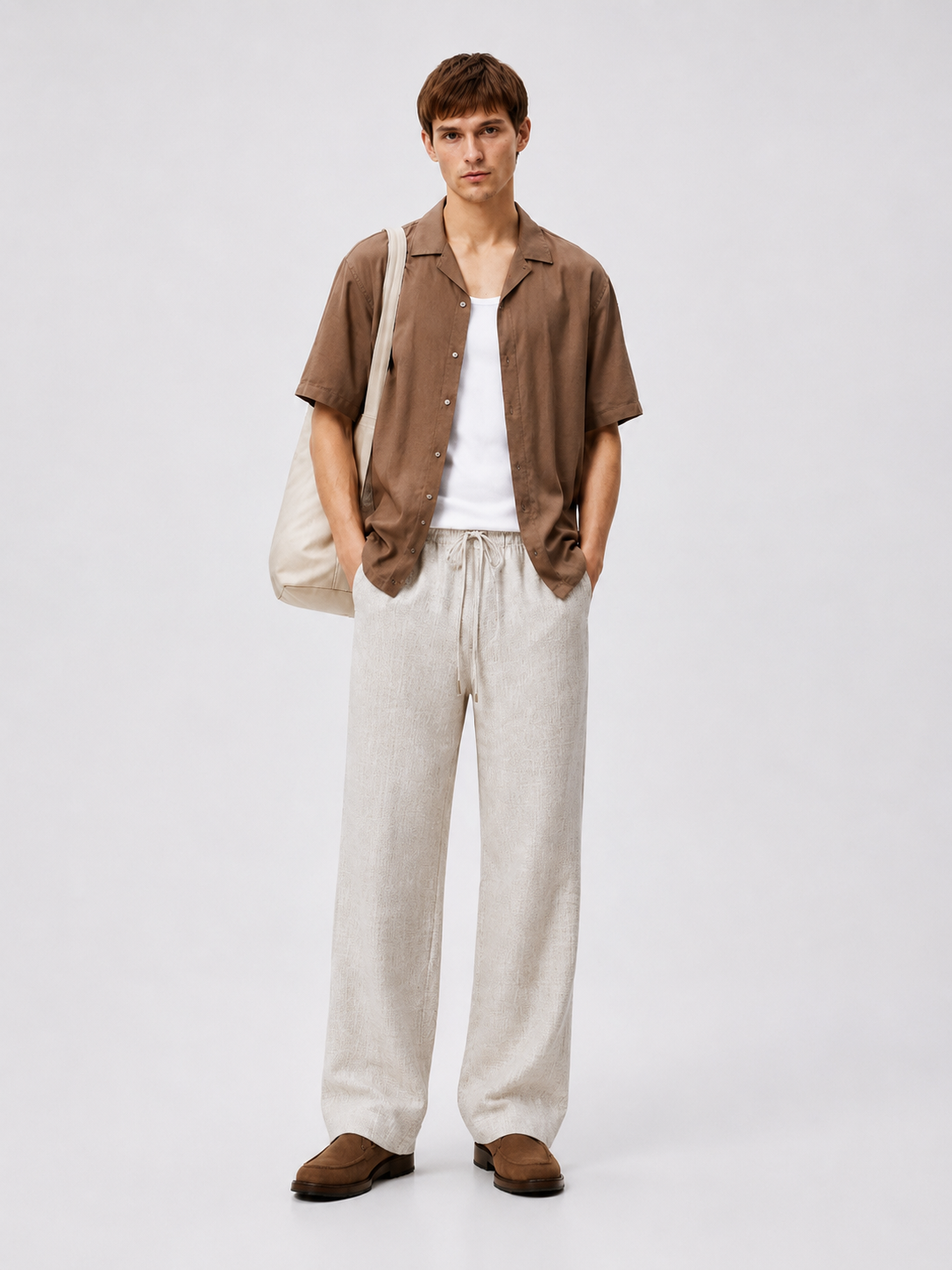 Men’s Relaxed Fit Textured Linen Blend Trouser