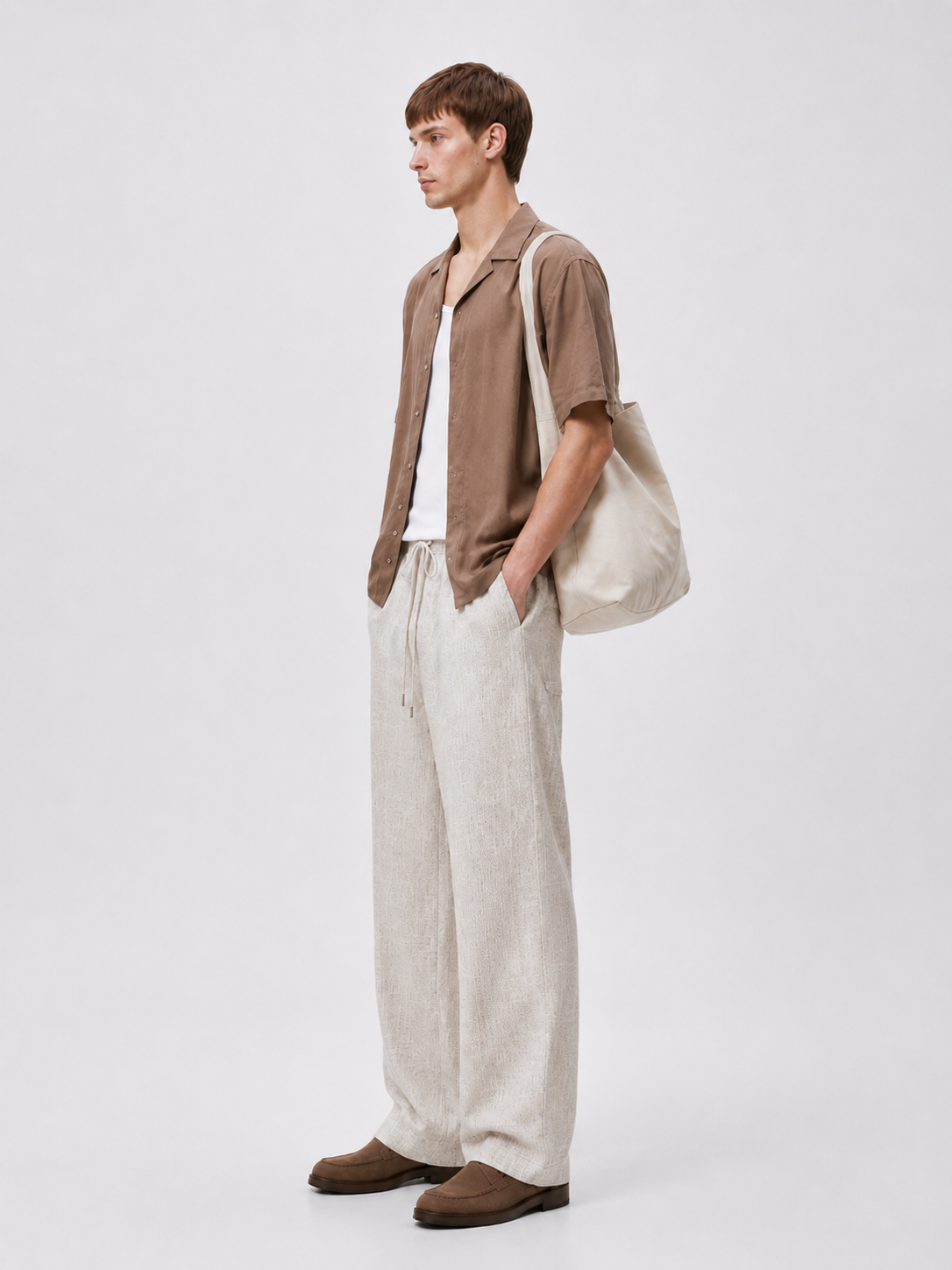 Men’s Relaxed Fit Textured Linen Blend Trouser