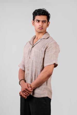 Light This beige textured men's shirt