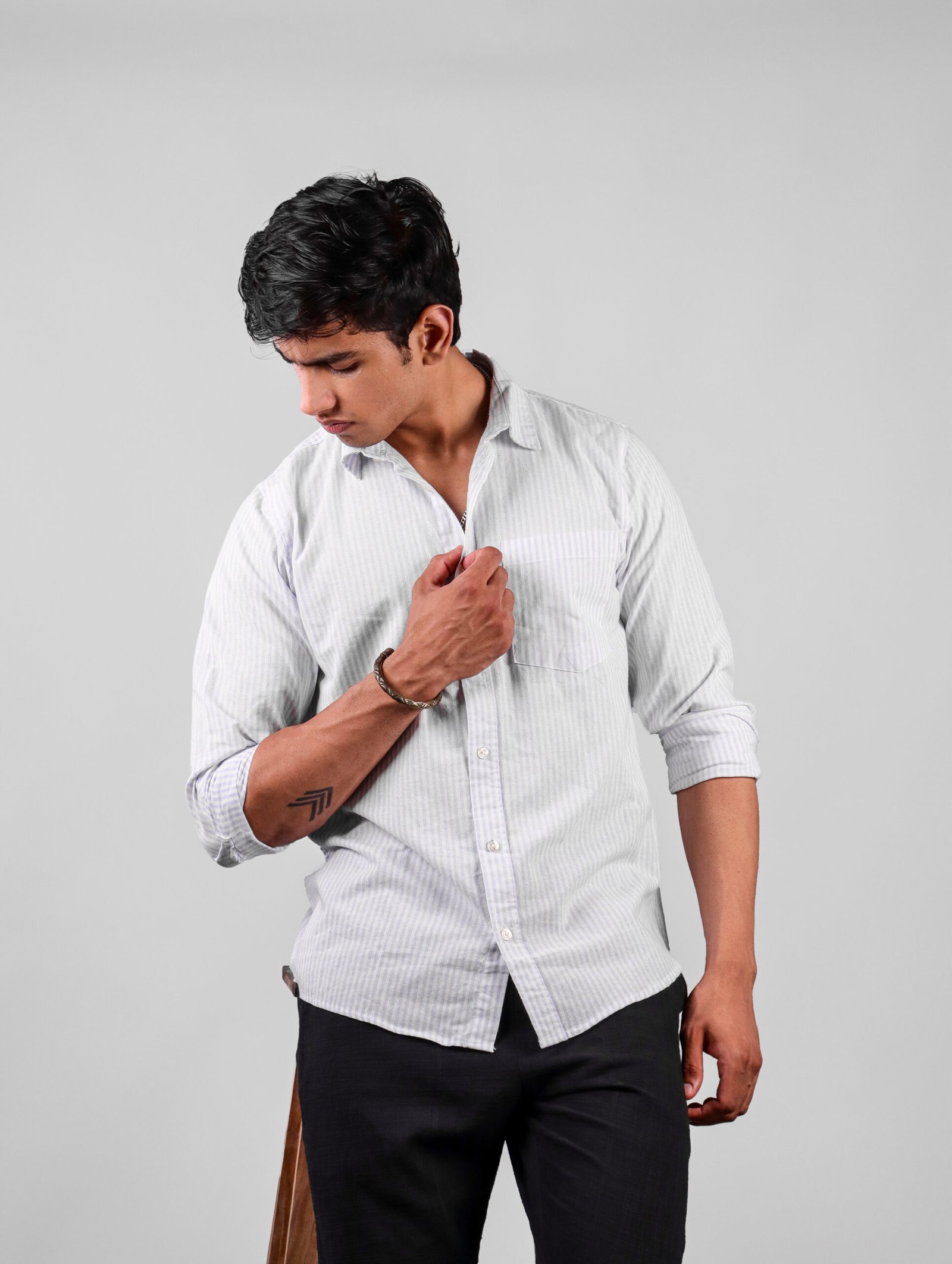 White Striped Men's Shirt