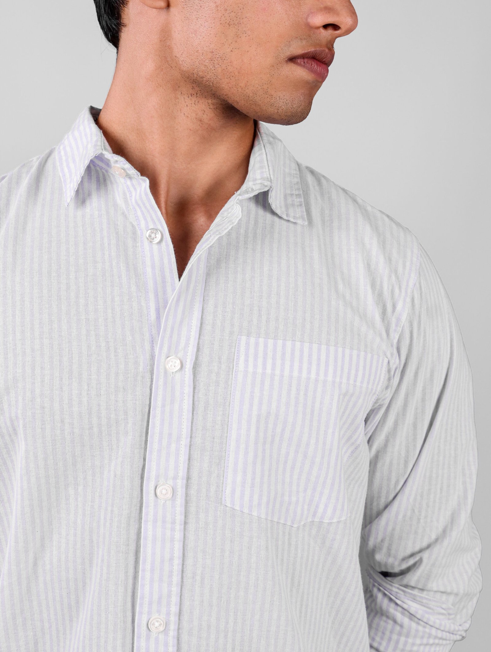 White Striped Men's Shirt - Image 4