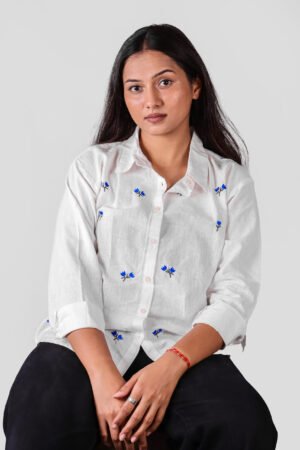 Floral Embroidered Women's Shirt