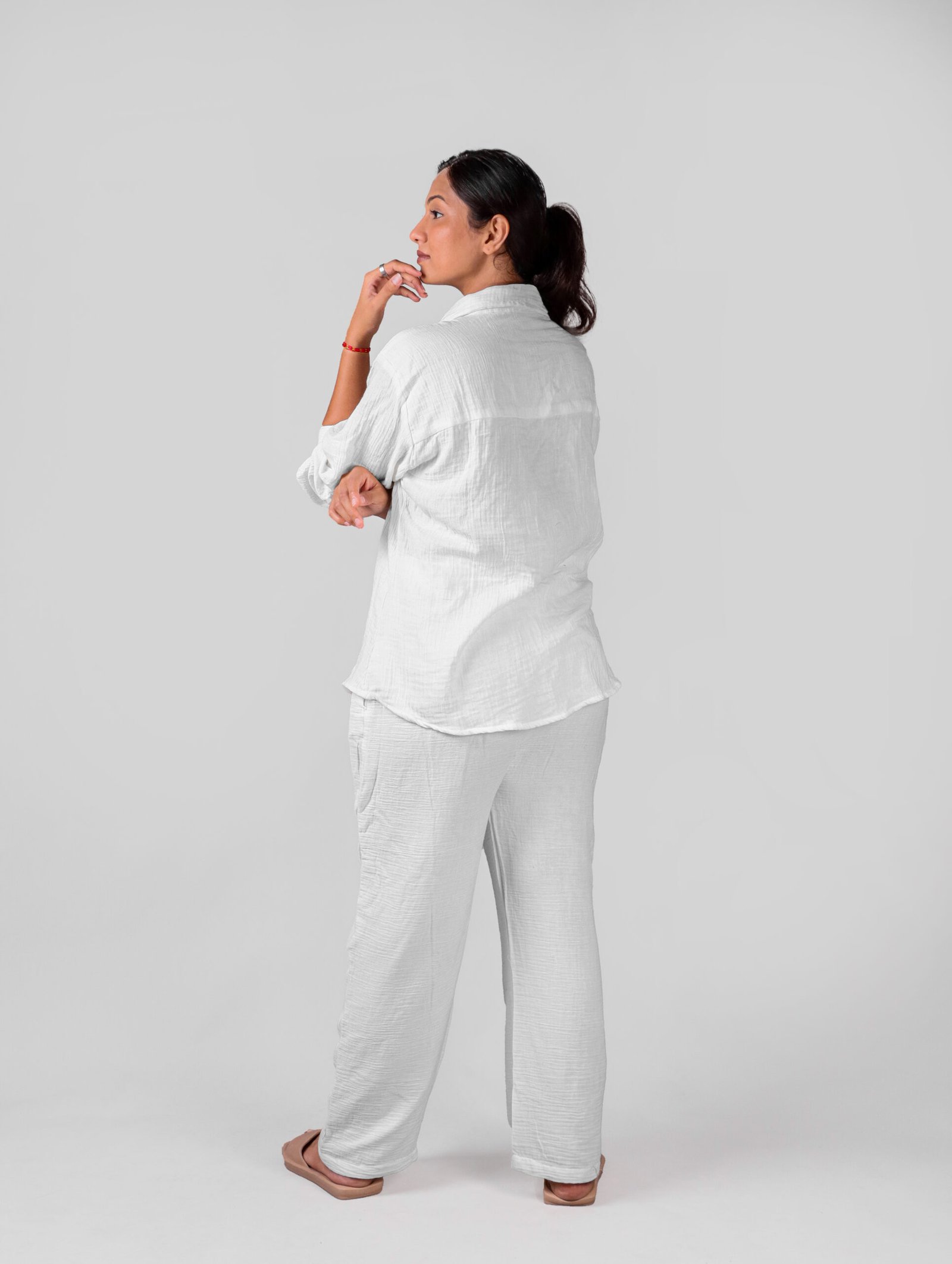 Ivory White Cotton Co-Ord Set for women - Image 3