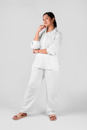 Ivory White Cotton Co-Ord Set for women