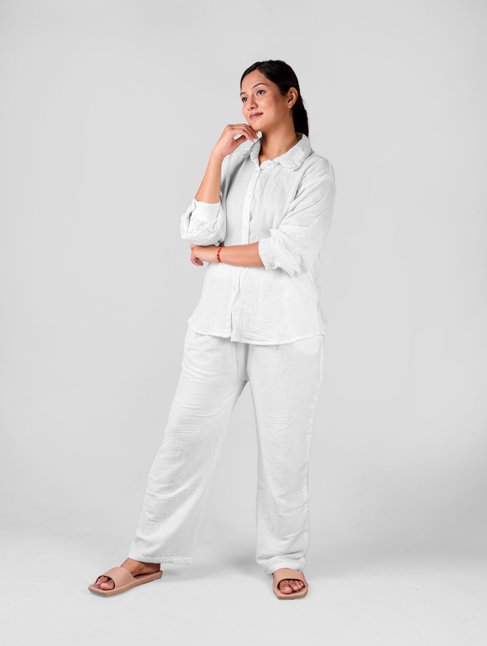 Ivory White Cotton Co-Ord Set for women