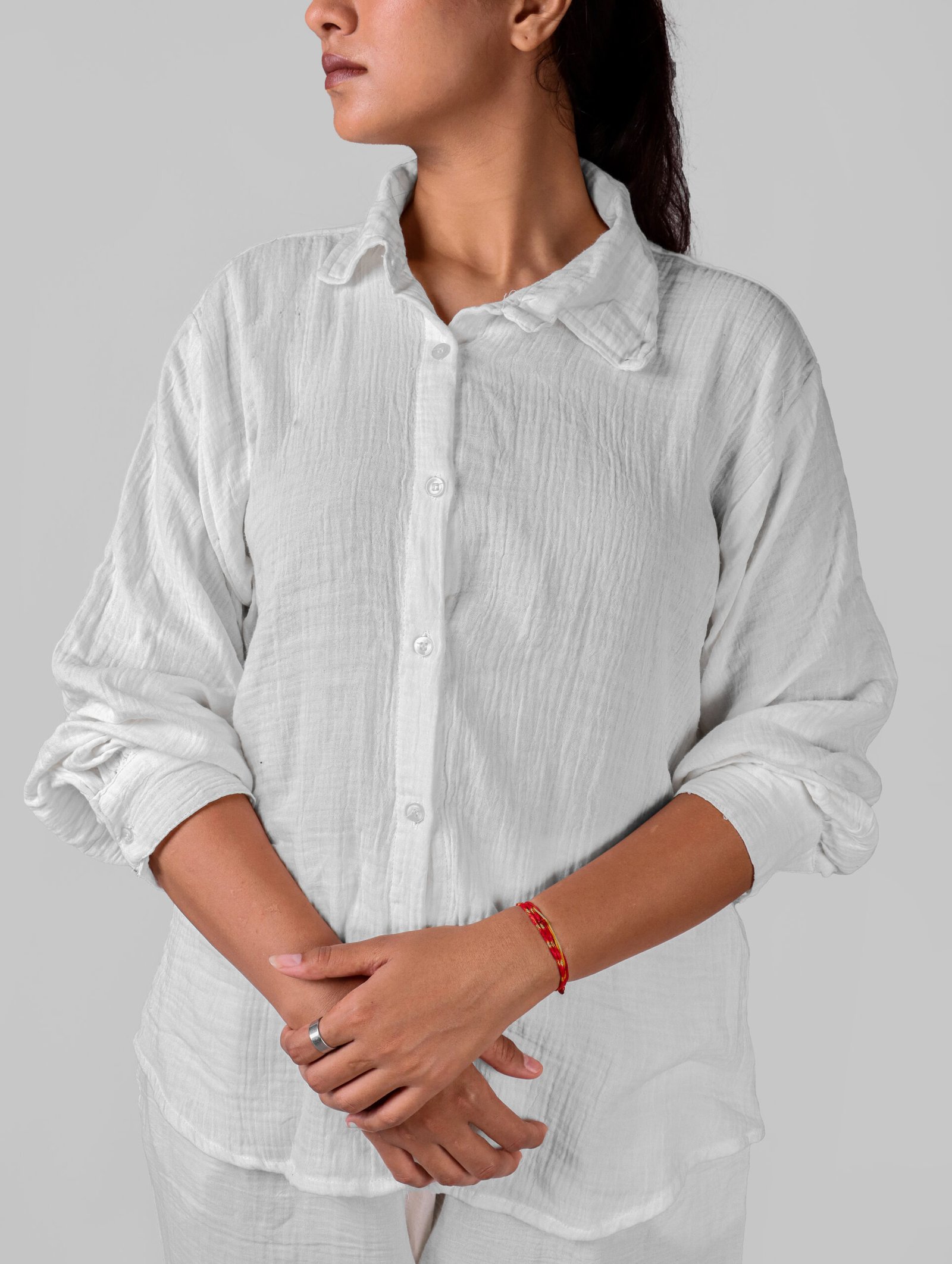 Ivory White Cotton Co-Ord Set for women - Image 4